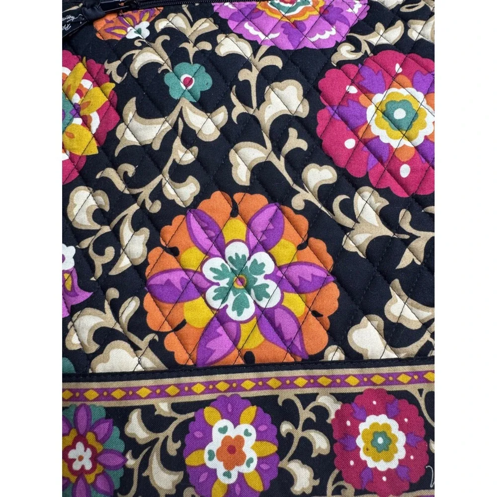 Vera Bradley Provencal Quilted Cotton Laptop Tote Bag Checkpoint Friendly Black‎